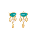 Turquoise Rose-Cut Tassel Drop Earrings