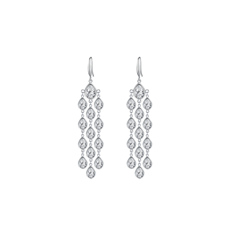 S925 Sterling Silver Zircon Tassel Earrings