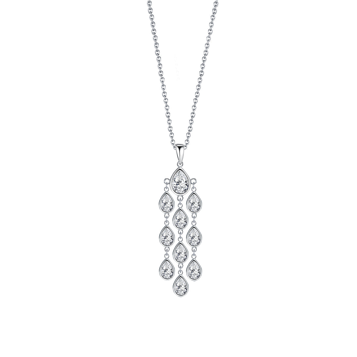 Tassel Cubic Zirconia Pendant Necklace