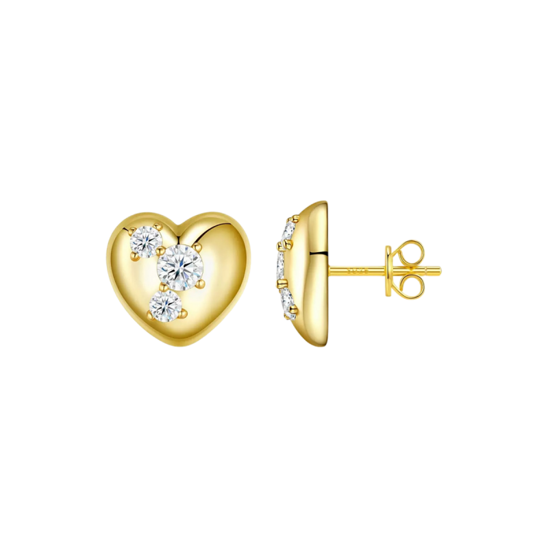 Heart Moissanite ear stud