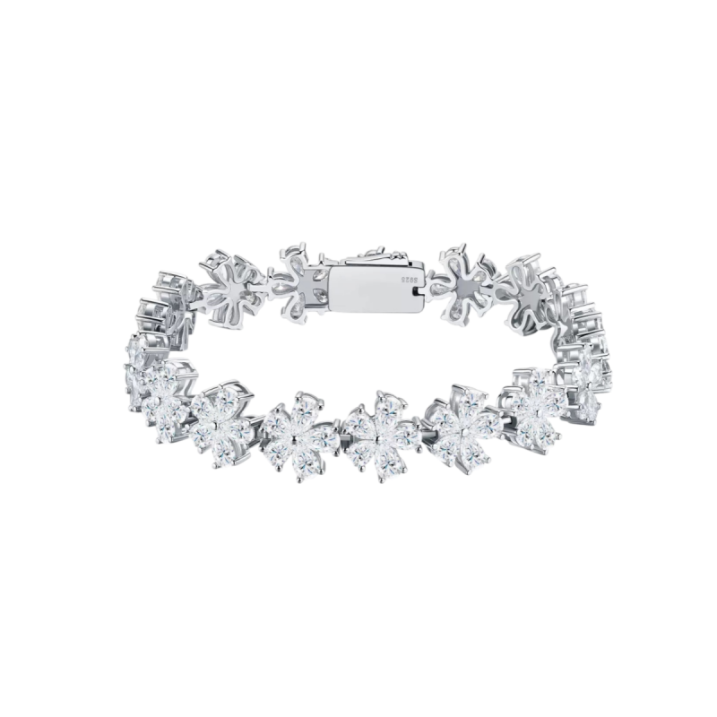 Flower Moissanite Charm Bracelet