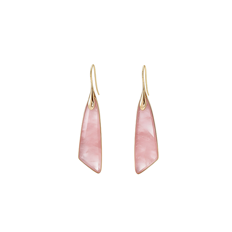 Rose Quartz Hooks Earrings